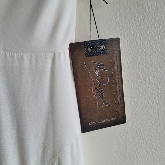 Mac Duggal, Sleeveless V-Neck Jersey‎ Gown, White, Size 2 - NWT - Picture 8 of 11